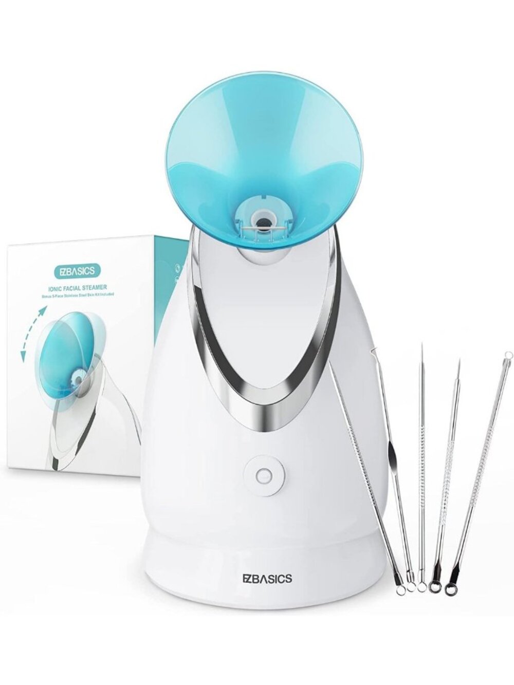 Nano Ionic Facial Steamer - Warm Mist for Deep Cleaning & Hydration, Blue